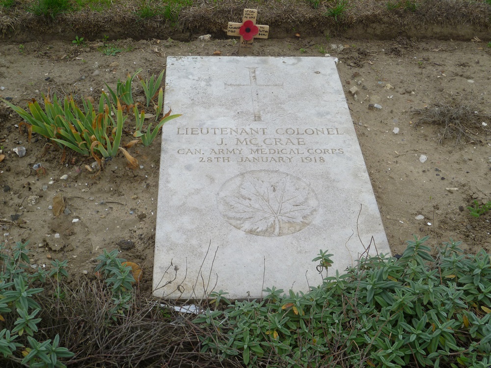grave of John McRae, poet of In Flanders Fields in Wimereux