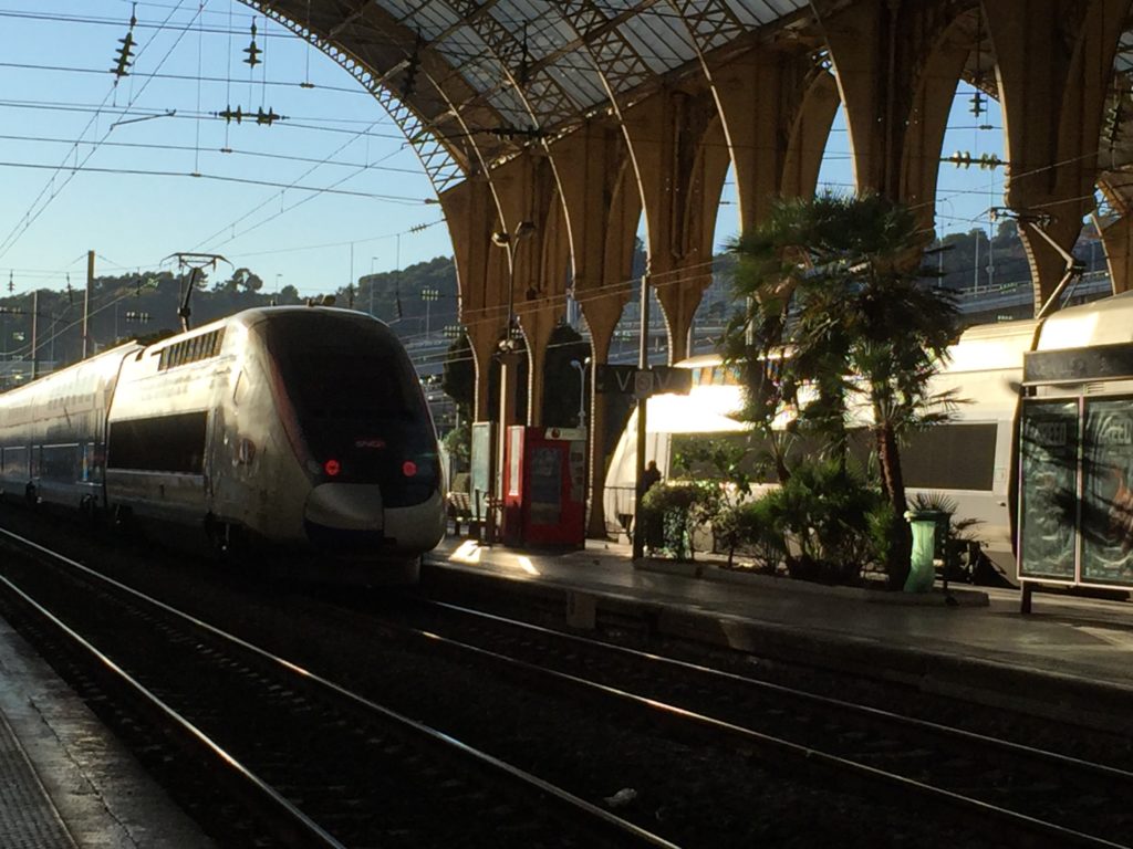 Train pulling into Nice railway station