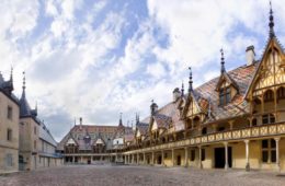 hospice de beaune old buildings with coloured tiles