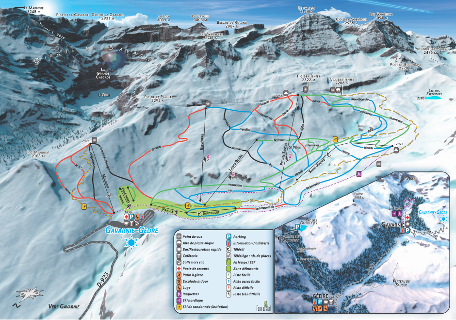 Map of the pistes in Gavarnie