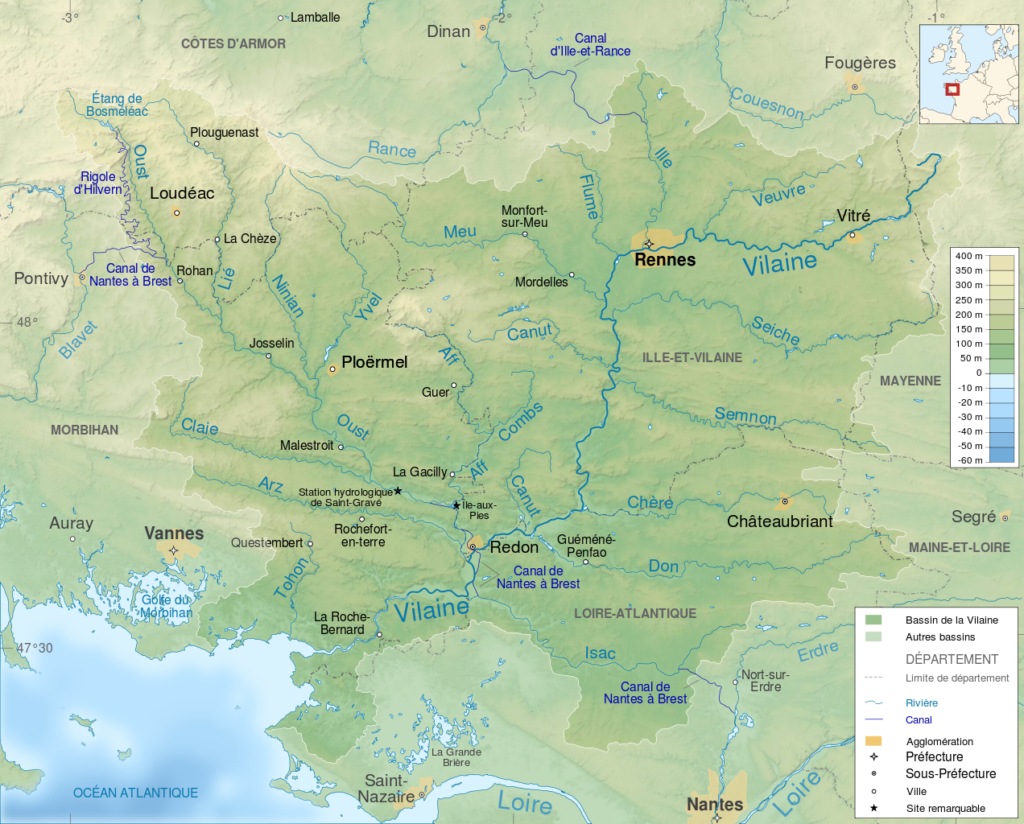 Vilaine River Drainage France map