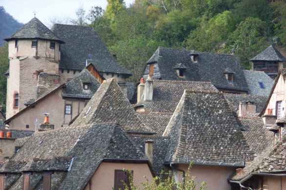 conques village with lauzes stone covered rooves