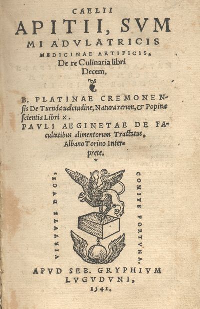Front page of Apicius printed in 1541 in Latin