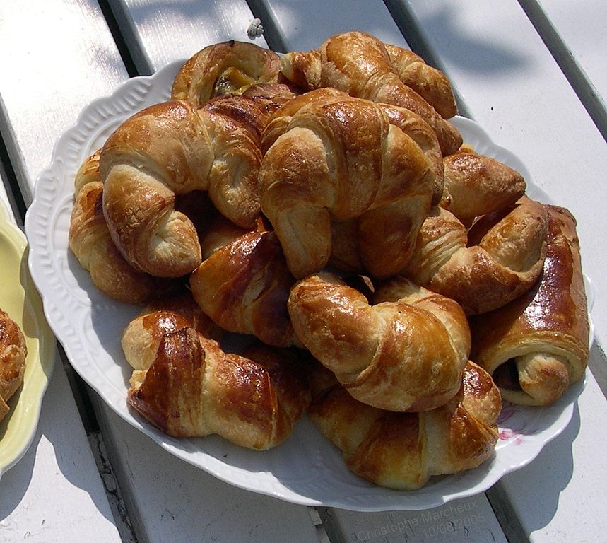 Round plate of croissants