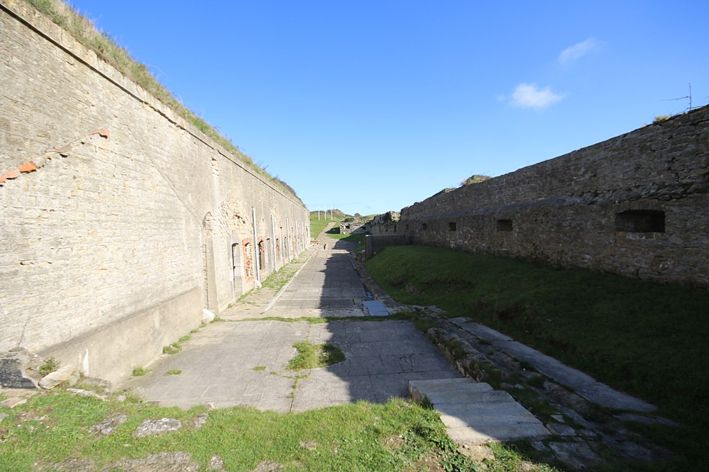 Napoleon's France Fort de la Creche near Boulogne showing long open air passage between two defensive walls