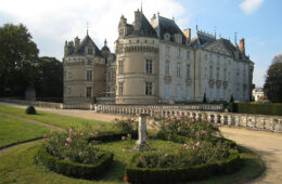 Château du Lude Loir Valley showing whole castle from psrt side with gardens in front