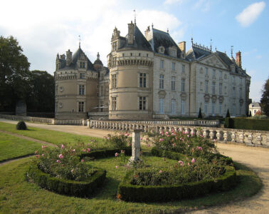 Château du Lude Loir Valley showing whole castle from psrt side with gardens in front