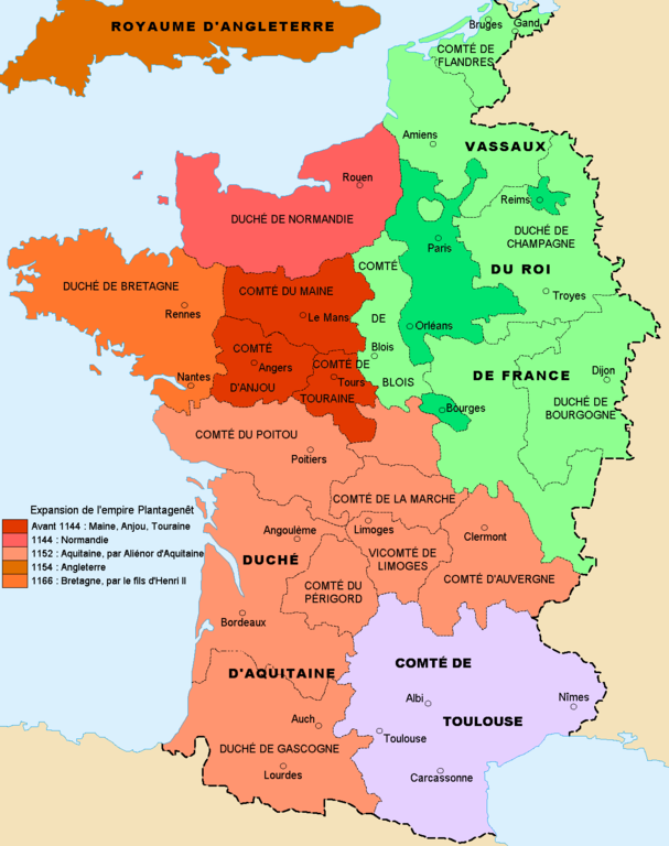 Map of France in 1154