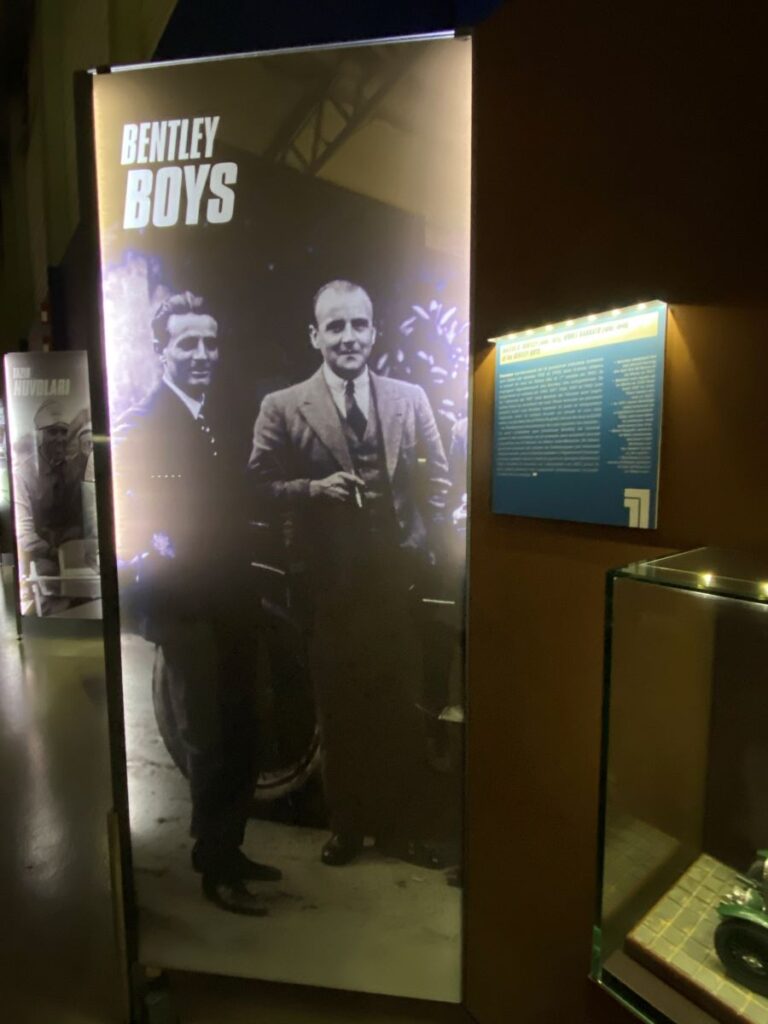 Stand showing the BentleyBoys at Le Mans museum
