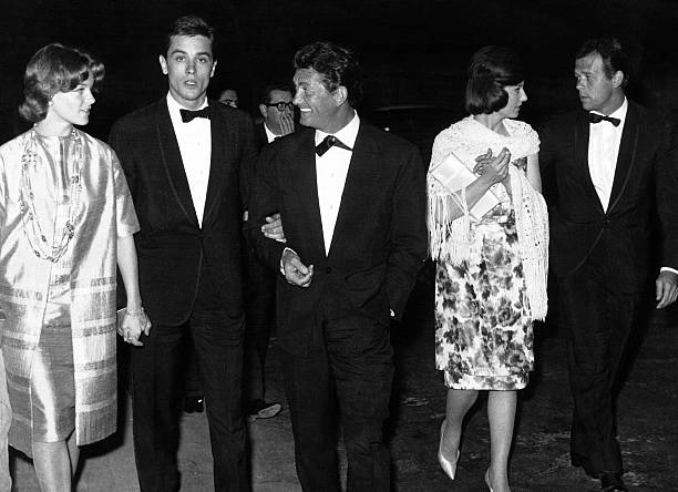 Moody photo in black and white of Romy Schneider, Alain Delon, Jean Marais, Lucilla_Morlacchi and Renato Salvatori in the 1960s