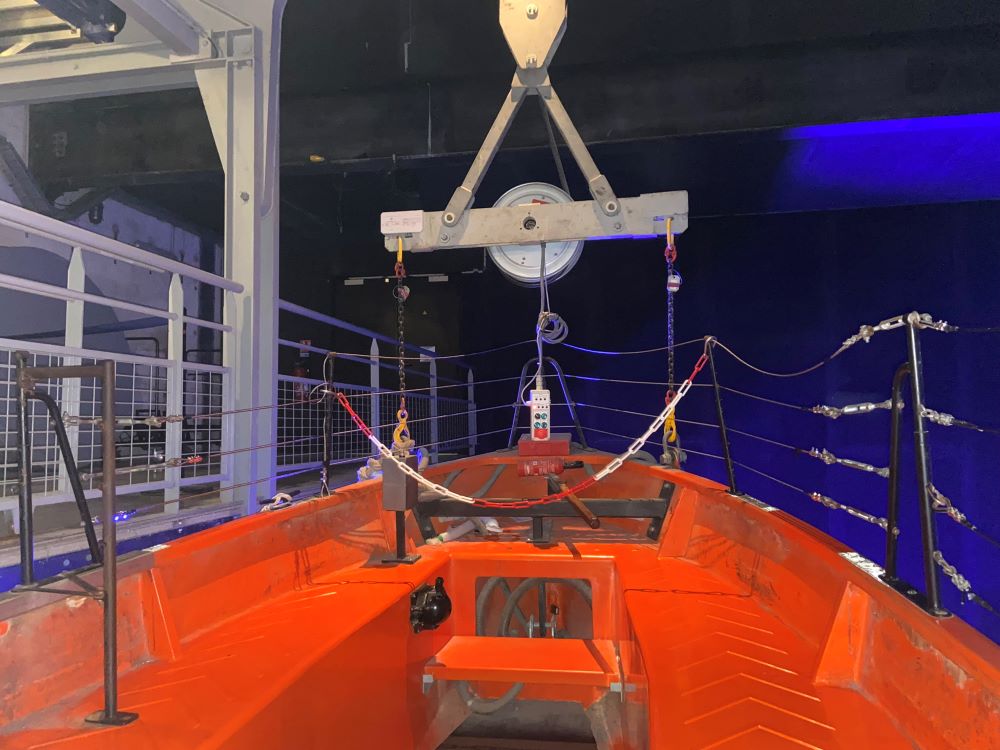 Lifeboat hanging from ceiling in Escal'Atlantic