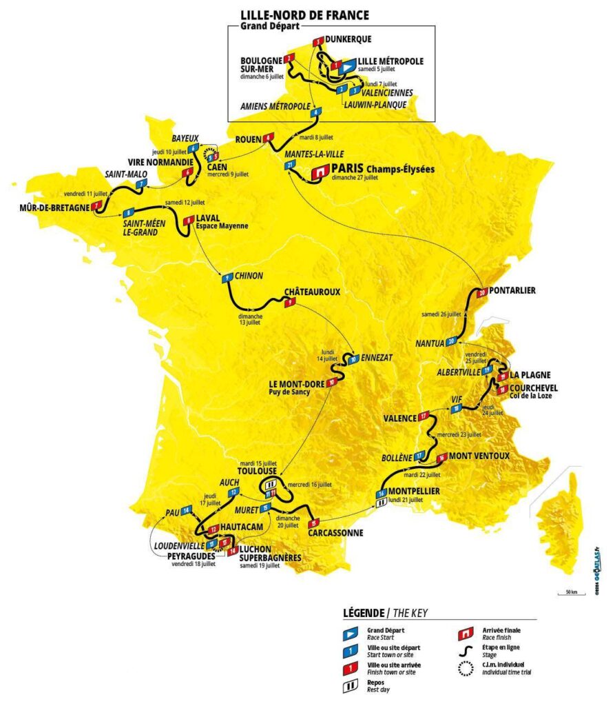 Tour de France map 2025