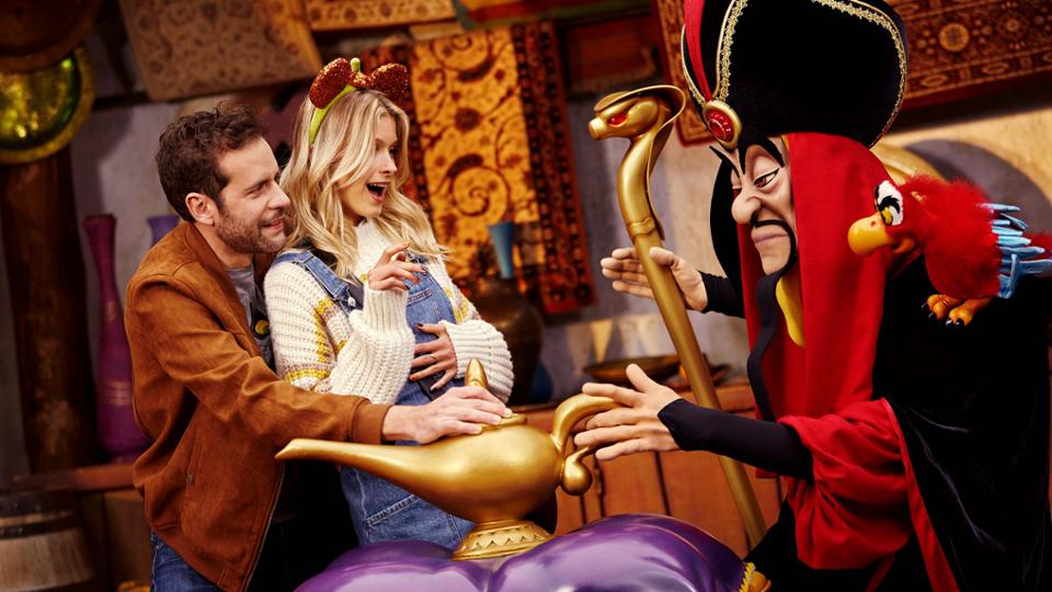 Disneyland Paris Halloween with couple frightened by Evil Genie