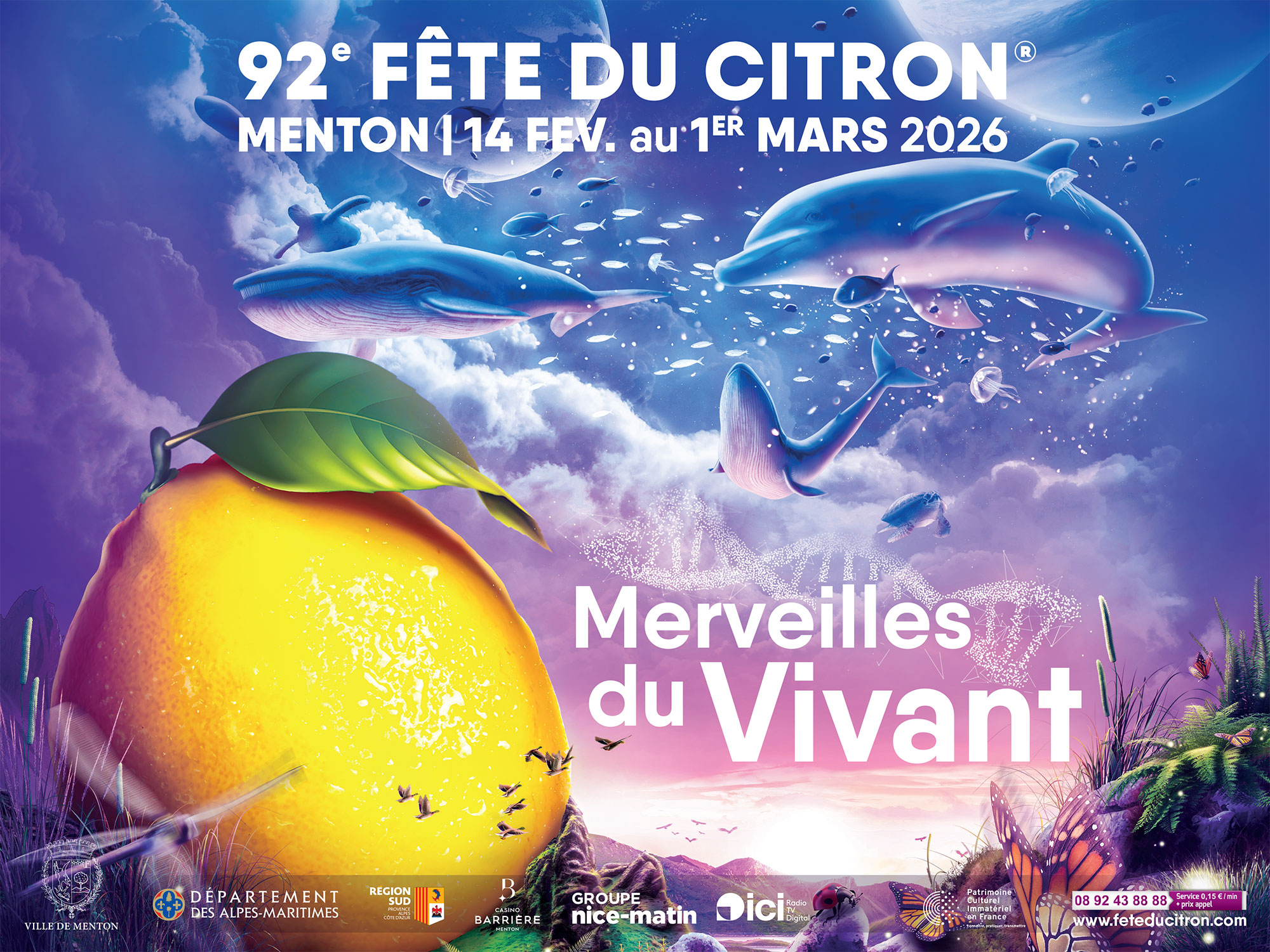 Menton lemon festivalposter 2026 with big lem