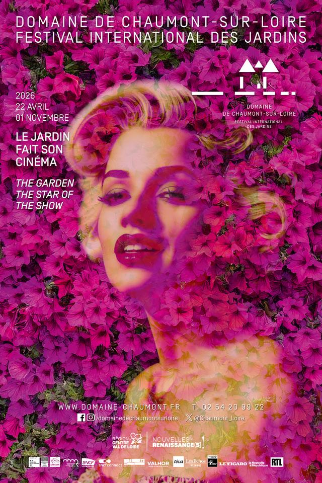 Chaumont Flower Festival 2026 poster of roses with face like Marilyn Monroe behind
