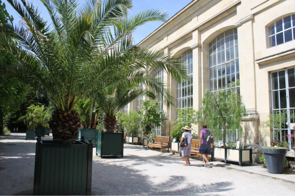 Jardin des Plantes Caen, large orangery building from outside