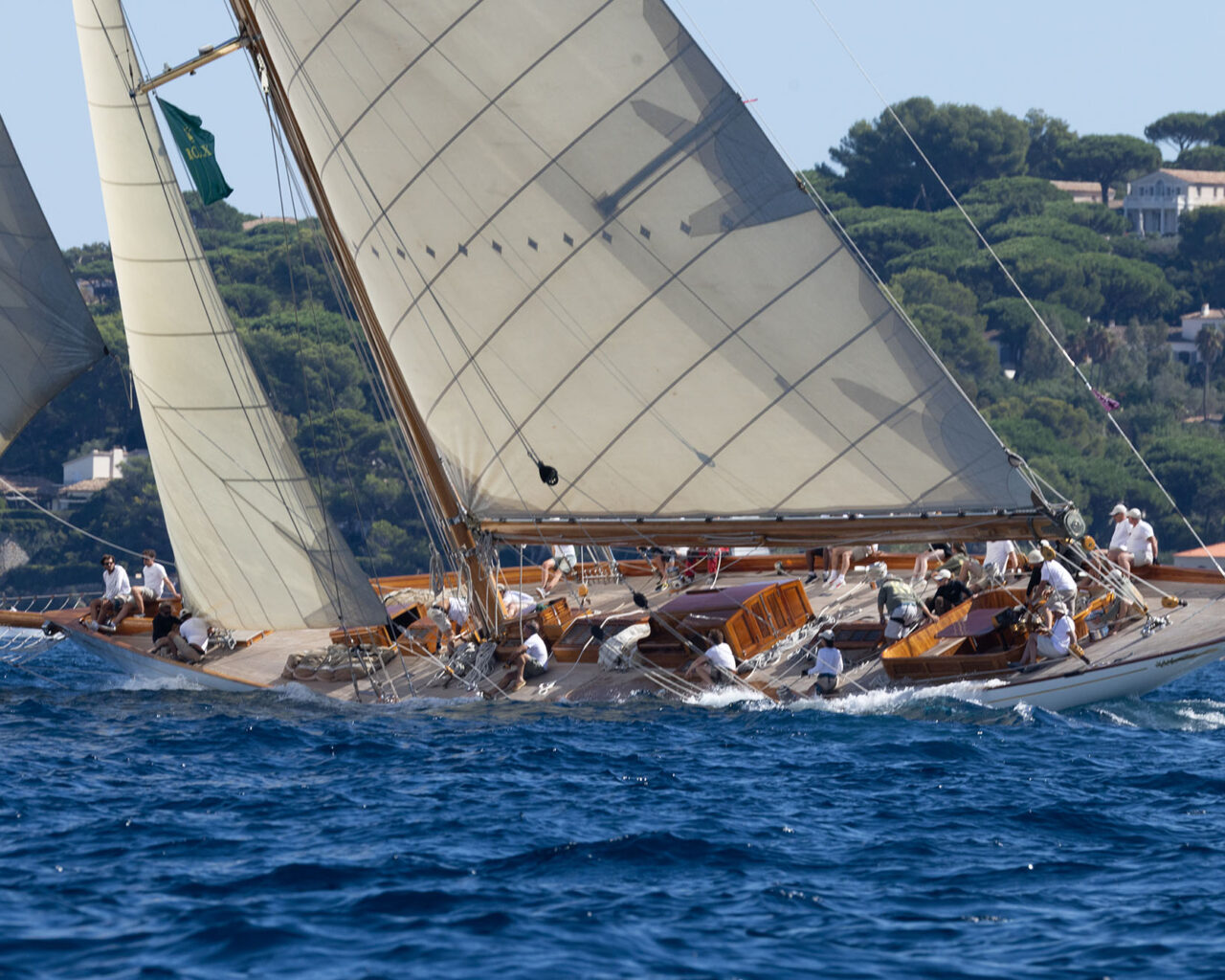 Voiles d'Antibes with large yacht tacking heavily