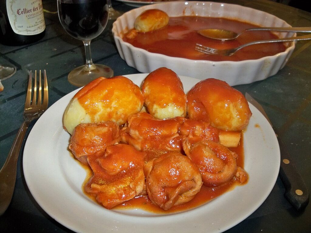 Pieds pacquets dish in france with organe tripe in dish